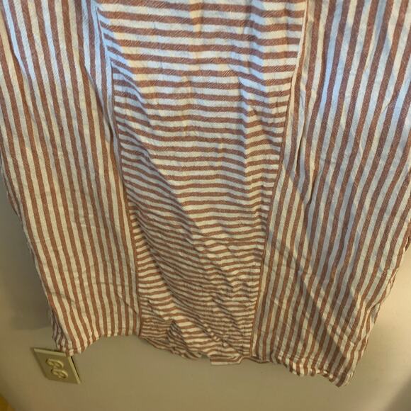 Madewell S Red White Stripe Play Button Back Linen Blend Shift Mini Dress G5305 - Picture 10 of 14